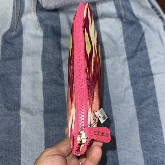 CHICOβS Ivory Coral Pink Green Purple Packable LargeβWeekender Polyester Bag - Picture 15 of 15